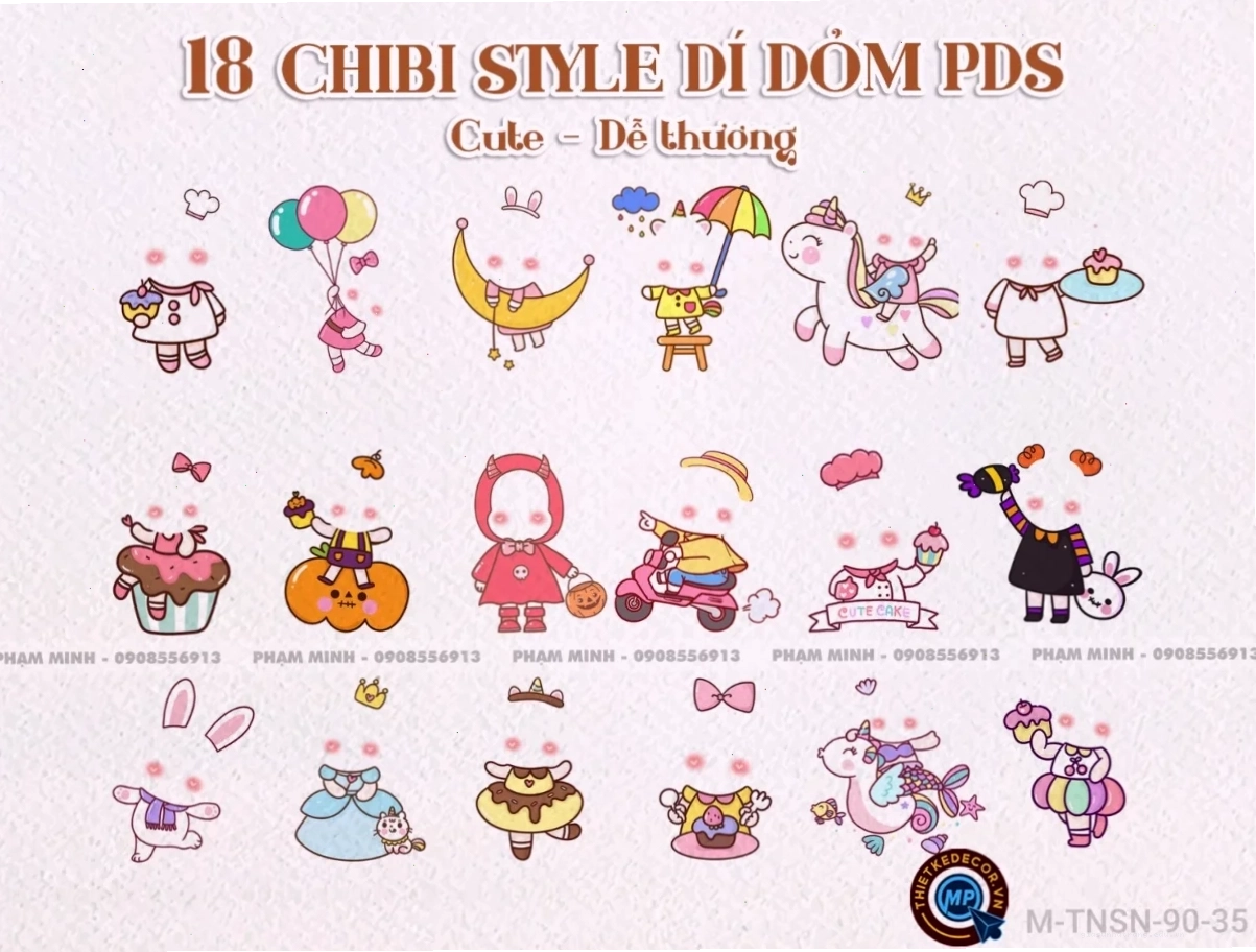 18 File chibi cute dí dỏm đáng yêu - Định dạng photoshop