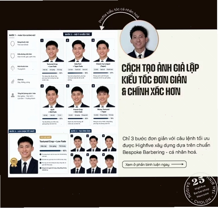 AI hỗ trợ tạo kiểu tóc cho nam barber shop