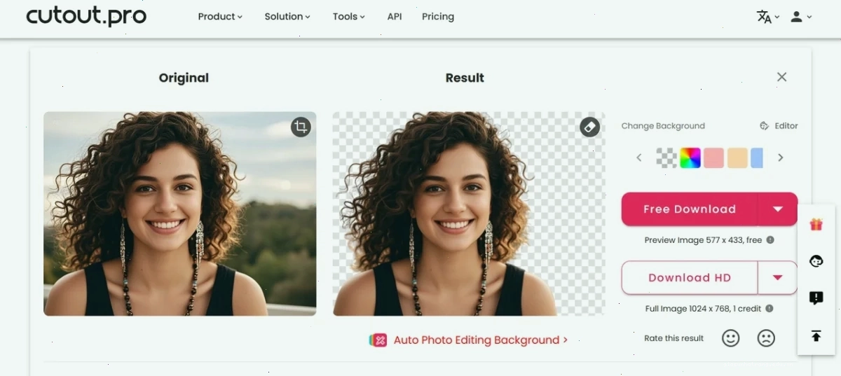 Cutout Pro AI loại bỏ đối tượng