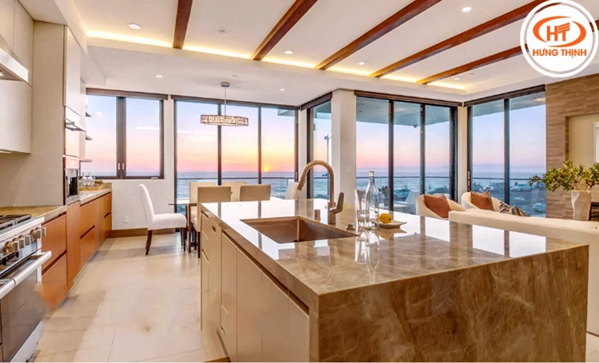 Bàn bếp đá thạch anh Đá thạch anh tự nhiên làm bàn bếp