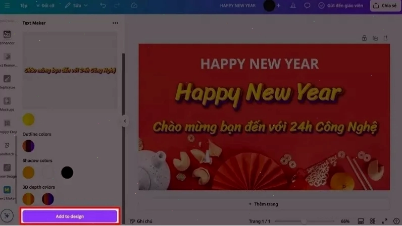 Điều chỉnh độ nghiên, độ đổ bóng và kích thước