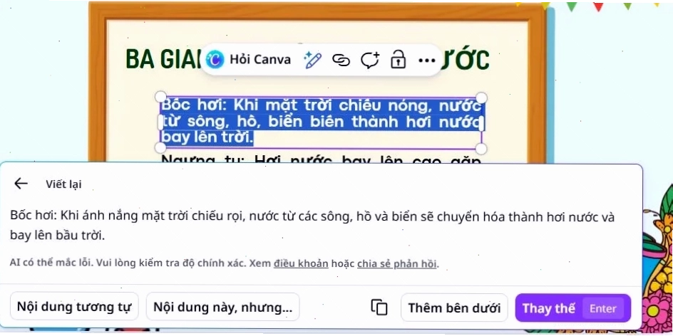 Dùng Magic Write trong slide tạo trên Canva AI
