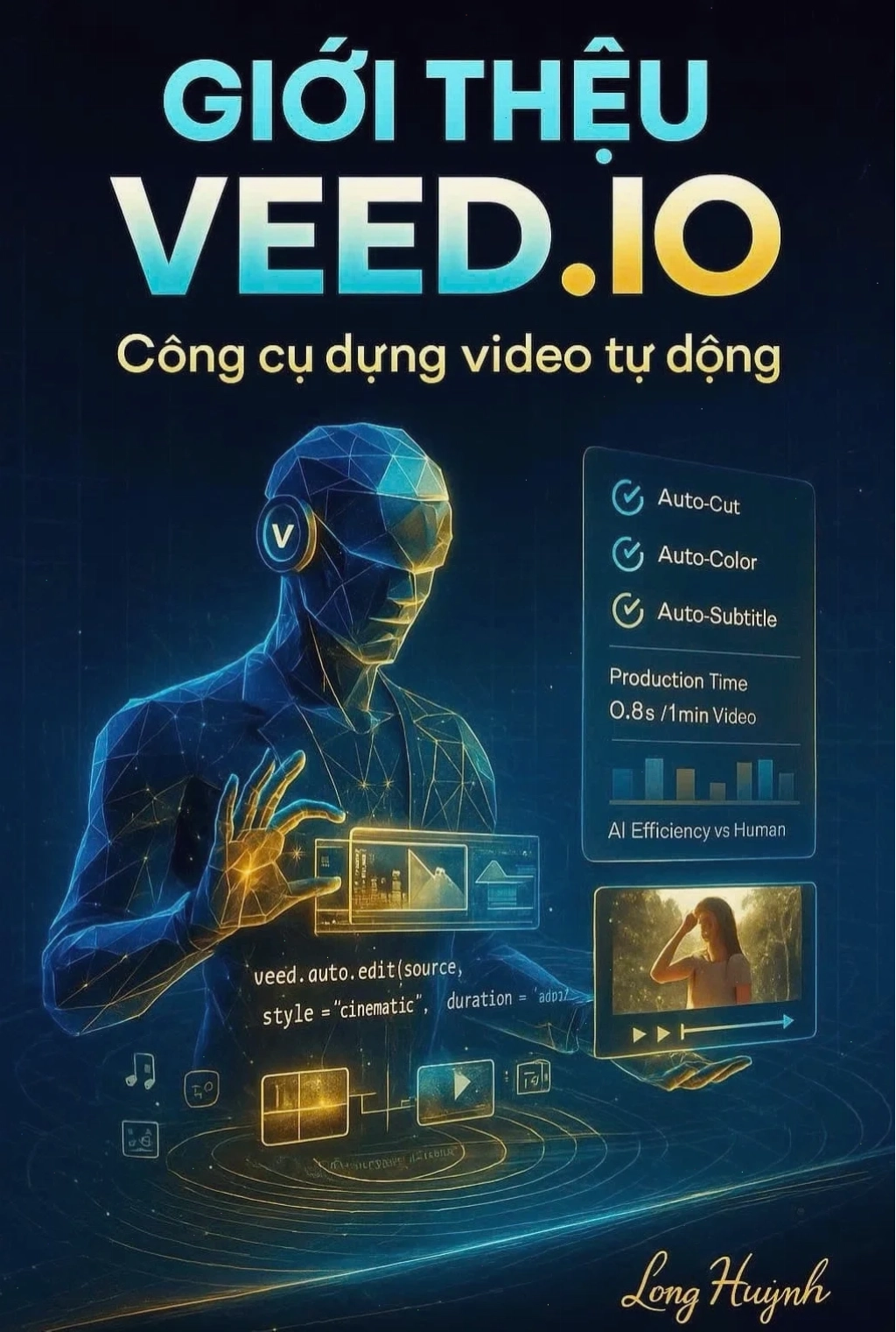 Giao diện chỉnh sửa video Veed.io với các công cụ kéo thả trực quan