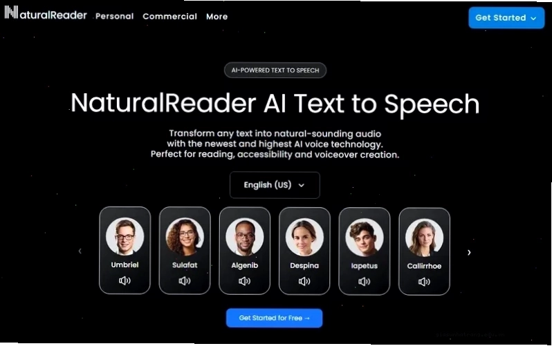 NaturalReader voice options Giao diện NaturalReader với các tùy chọn giọng nói