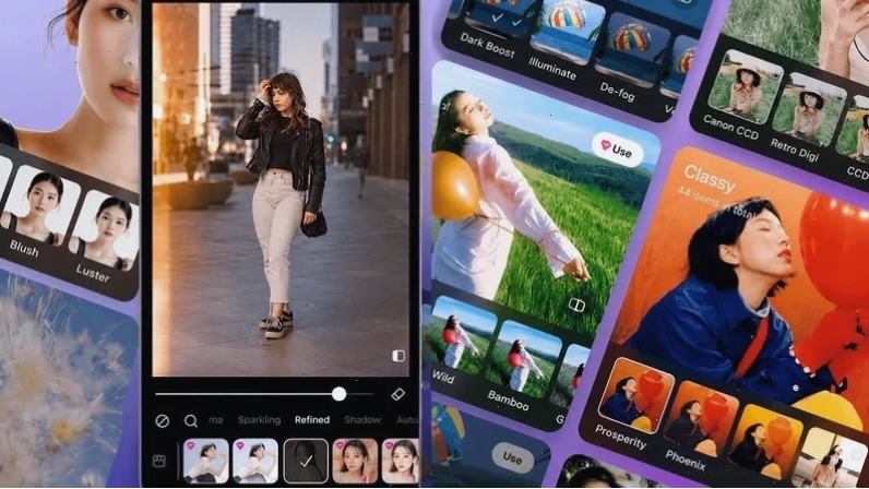 Giao diện trực quan của ứng dụng Meitu