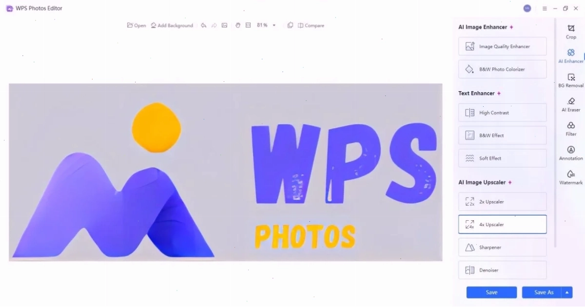 Giao diện WPS Photos