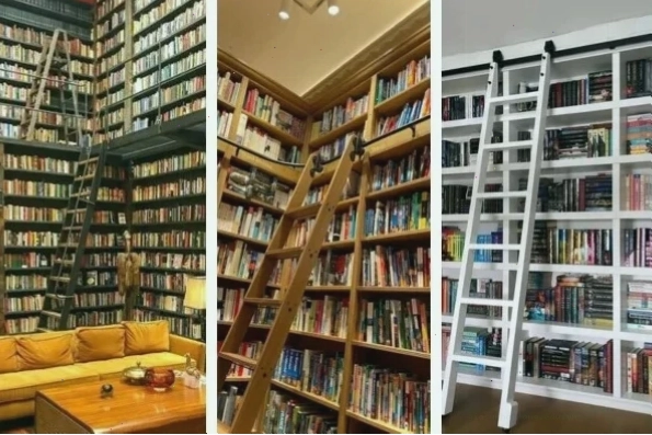Kệ sách gỗ thư viện sát trần