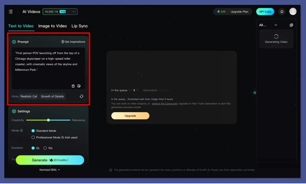 Tạo video từ văn bản với Kling AI Kling AI text to video