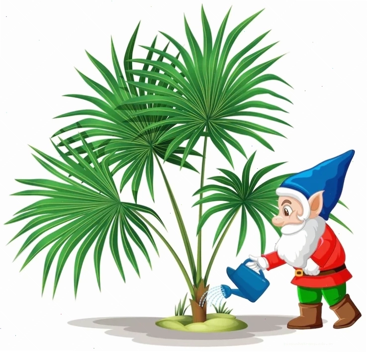 Lá cây nhiệt đới tách nền với yêu tinh tưới cây