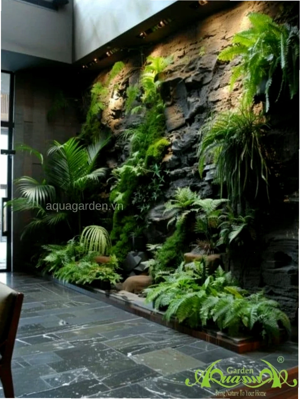 Mẫu tường rêu bảo tồn trong không gian hiện đại