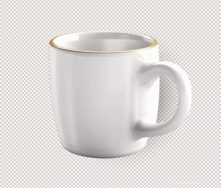 Mockup ly sứ trắng trên nền trong suốt Miễn phí PSD cốc trắng cách ly trên nền
