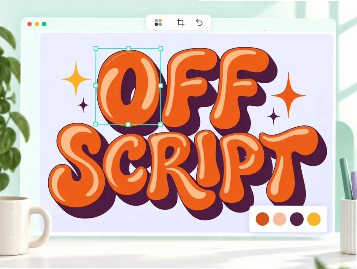 Minh họa chữ Off Script được vector hóa bằng AI
