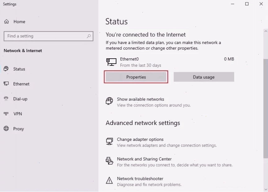 Mở thuộc tính Network Adapter để cấu hình mạng
