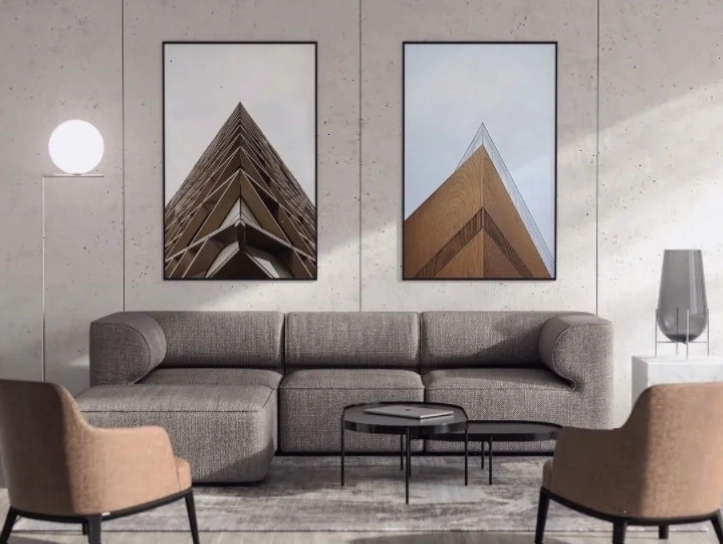 mockup khung tranh treo tường trong phòng khách hiện đại
