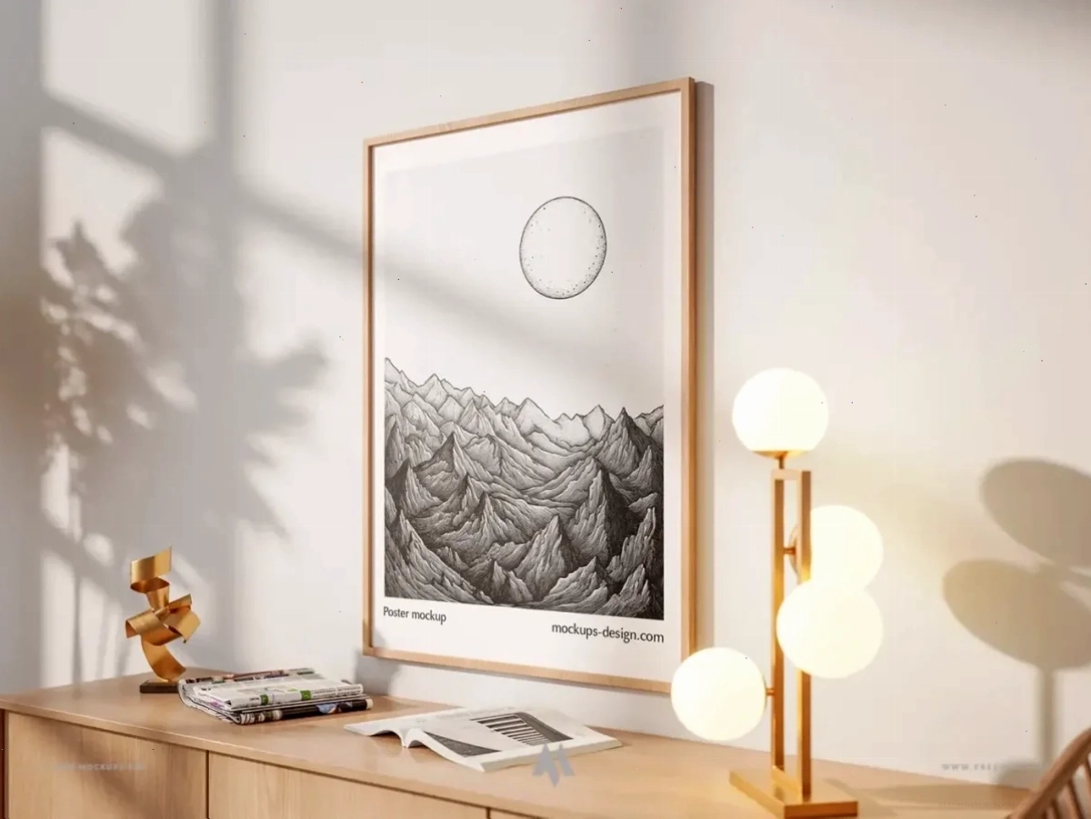 Mockup Poster: Nâng Tầm Thiết Kế với khung gỗ