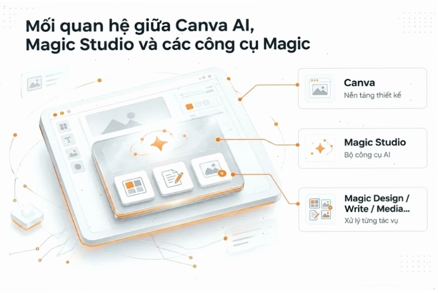 Mối quan hệ giữa Canva AI Magic Studio và các công cụ Magic