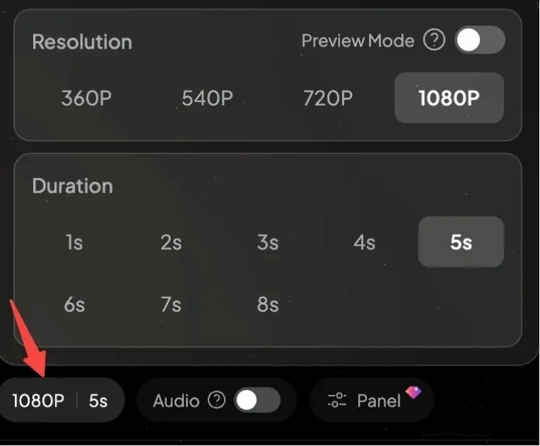 PixVerse resolution settings