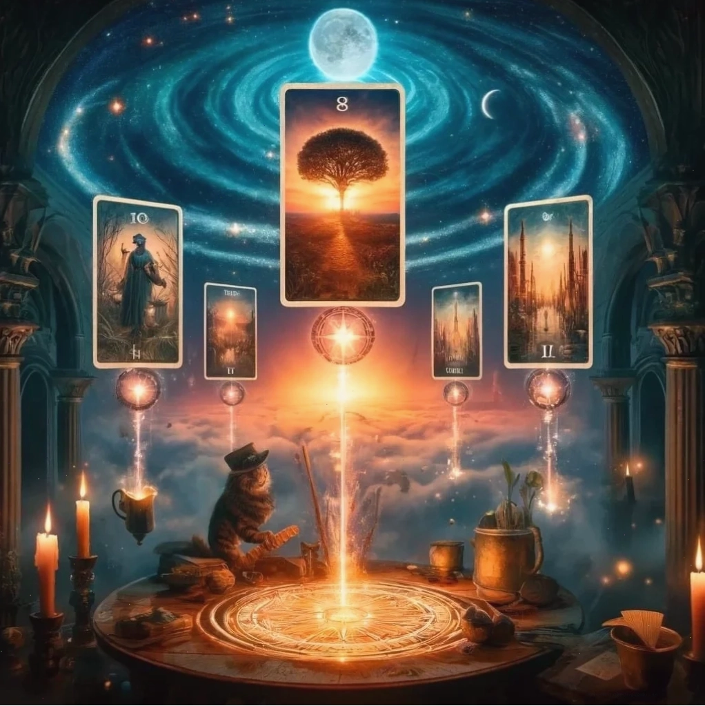 prompt tao thiep tarot phong cach art nouveau