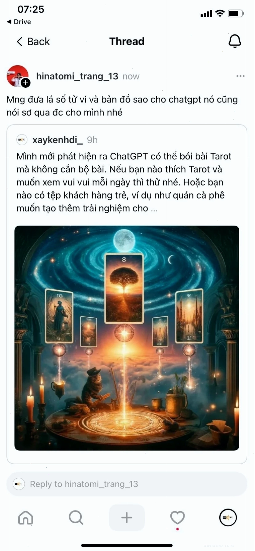 prompt tao thiep tarot phong cach art nouveau viền thiệp