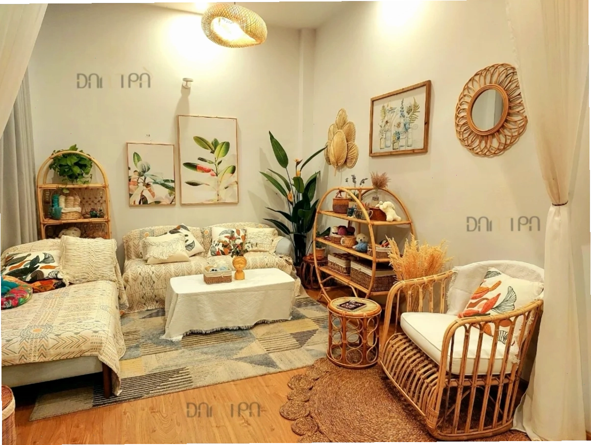 Nội thất mây tre Đan Trà Sofa mây sang trọng cho không gian phòng khách