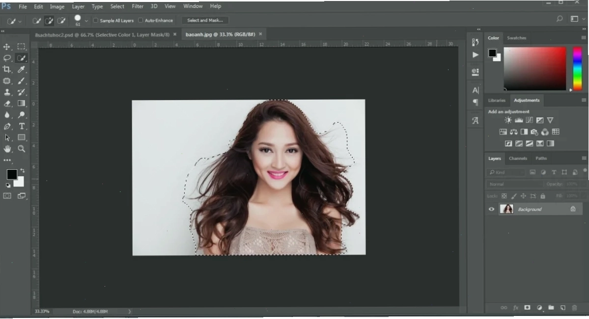 Sử dụng Photoshop AI để tách nền tóc rối