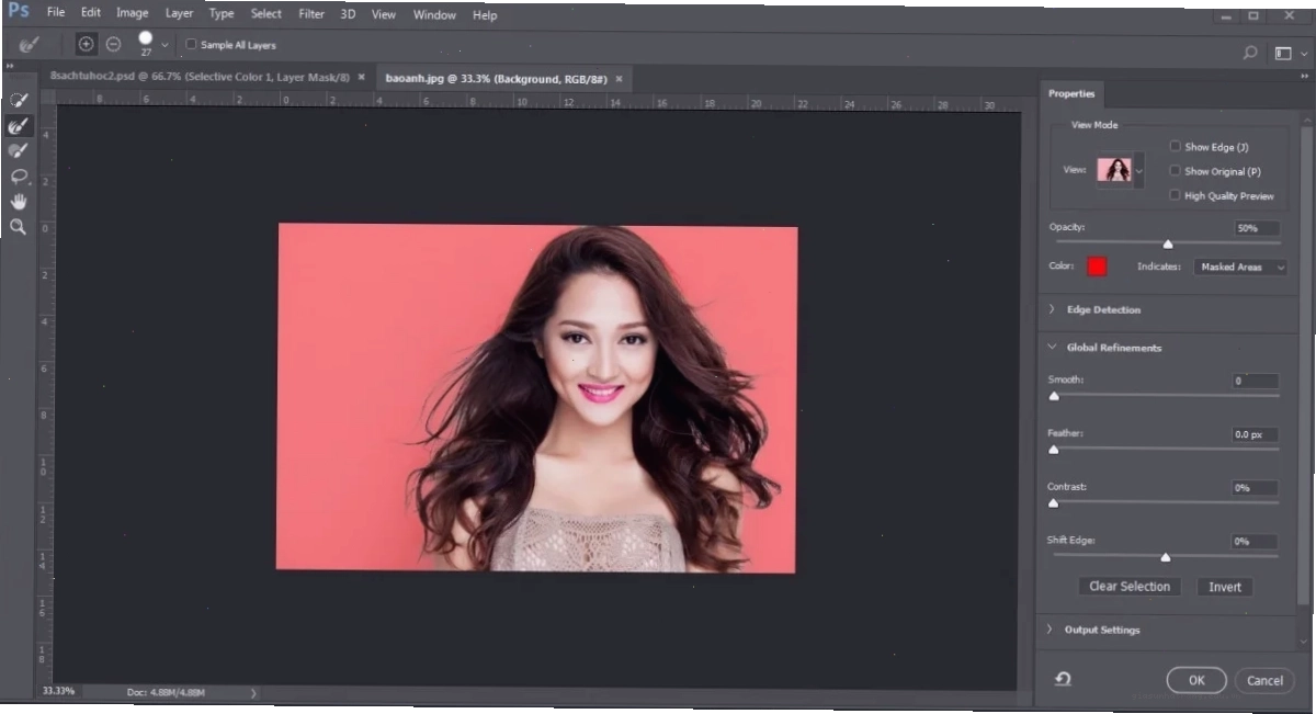 Sử dụng Select and Mask AI để xử lý viền tóc trong Photoshop