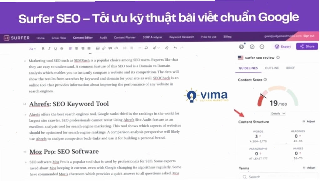 Surfer SEO tối ưu kỹ thuật bài viết dựa trên dữ liệu SERP, giúp tăng hạng hiệu quả nhưng cần biên tập lại để nội dung hấp dẫn hơn.