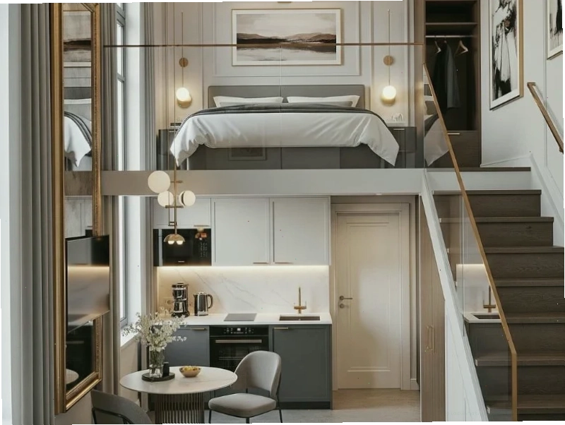 Phòng trọ 12m2 gác lửng Scandinavian Thiết kế phòng trọ 12m2 có gác lửng phong cách Scandinavian