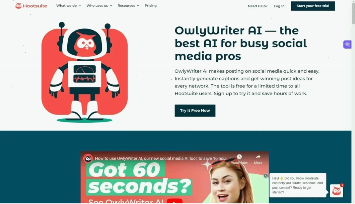 Owlywriter AI Landing Page Trang chủ của Owlywriter AI