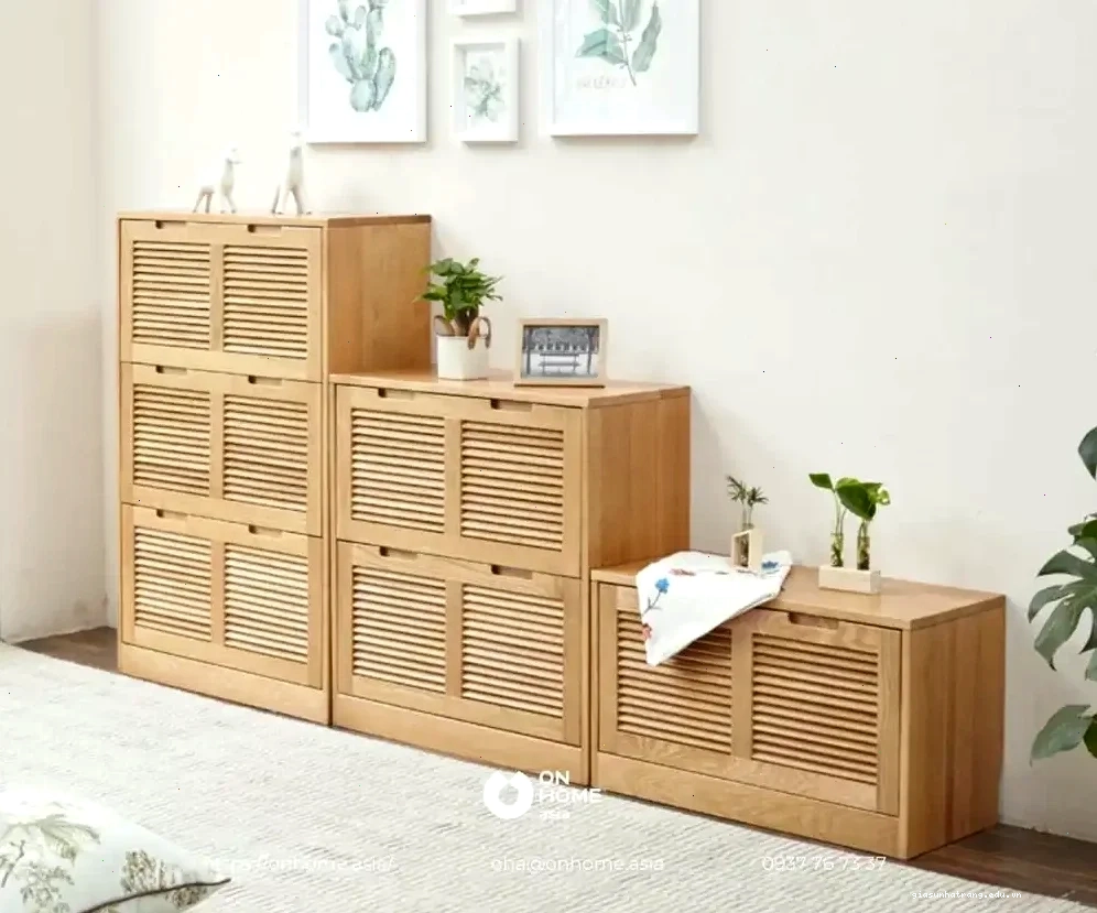 Tủ giầy dép thông minh phong cách Bắc Âu Tủ giầy dép thông minh bằng gỗ phong cách Bắc Âu