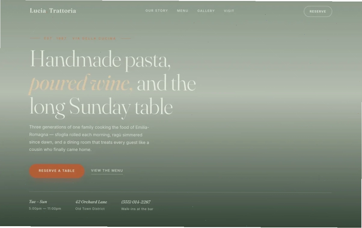 Xem trước Restaurant template của 10Web