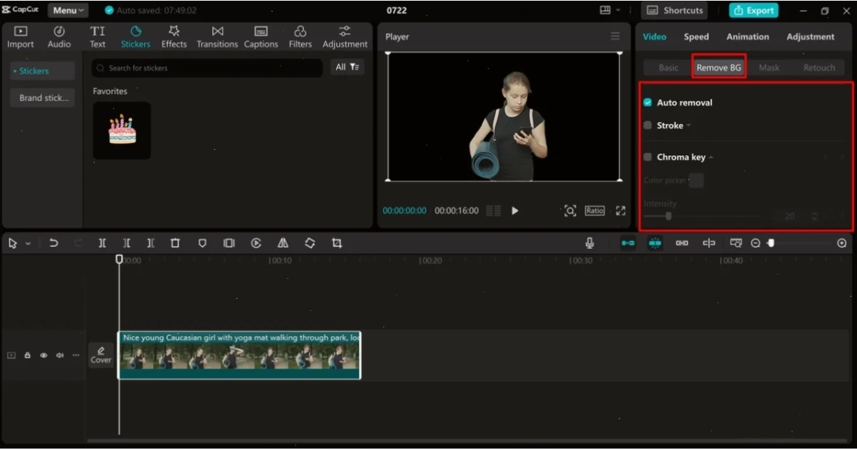 Xóa nền bằng trình chỉnh sửa video CapCut