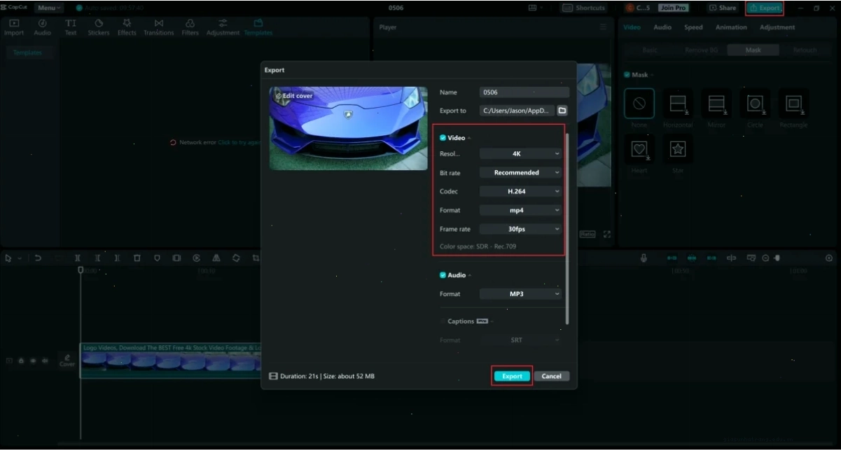 Xuất video đã xóa logo trên CapCut