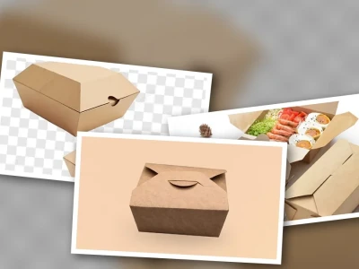 Mẫu mockup hộp giấy kraft đựng thức ăn ấn tượng
