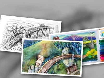 Prompt Vẽ Cầu Vàng Đà Nẵng Sương Mù Biểu Tượng Du Lịch Việt Nam